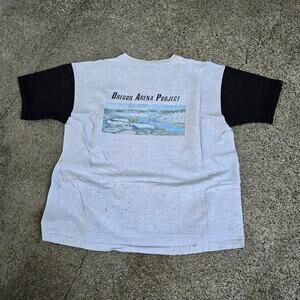 Vtg 90s OREGON ARENA PROJECT Architecture Art Distressed Portland Tee Shirt XL